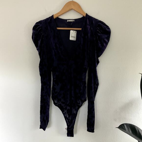 Free People Tops - Intimately Free People Magic Hour Velvet Burnout Wrap Bodysuit Women's XS NWT
